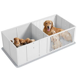 PawHut Wurfkiste für Welpen mit wasserdichter Bodenmatte und Tür, Welpenlaufstall für kleine bis große Hunde, Weiß, 166x80x50 cm – Bild 1 von 8