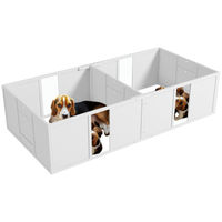 Produktbild von PawHut Wurfkiste und Welpenauslauf aus Holz für kleine bis mittelgroße Hunde, Weiß, 196 x 96 x 48 cm