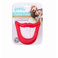Produktbild von Pawise Funny Face Kauspielzeug aus Kunststoff in Form eines Lächelns Rot 9 cm - 1 Stk.