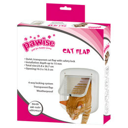 Pawise Katzenklappe aus Kunststoff in Weiß und Transparent – Bild 1 von 5