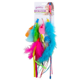Pawise Katzenspielzeug Cat Wand Value Pack 6er Set mit Federn Glöckchen und Fransen bunt – Bild 1 von 3