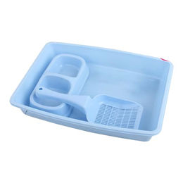Produktbild von Pawise Kitten Starter Set Blau mit Toilette, Napf und Spielzeug aus Kunststoff