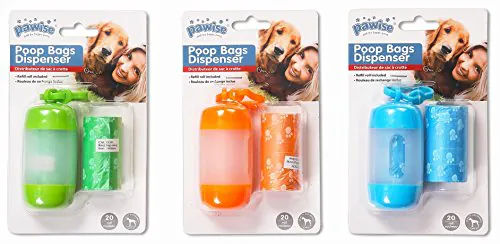 Pawise Kotbeutel-Halter Hund Beutelspender bunt mit 40 Beuteln zur Befestigung an Gurt oder Hose - 2 x 20 Stk. – Bild 1 von 6