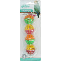 Produktbild von Pawise Vogelspielzeug Ballkette aus Kunststoff mit 4 bunten Bällen für Papageien und Vögel 16 cm