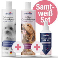 Produktbild von Pawlie's Samtweiss Set Fellpflege für weiße Hunde