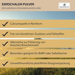Paws & Patch Eierschalen Pulver Nahrungsergänzung für Hunde und Katzen 1 kg - 1 kg – Bild 1 von 3