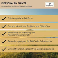 Produktbild von Paws & Patch Eierschalen Pulver Nahrungsergänzung für Hunde und Katzen 1 kg - 1 kg