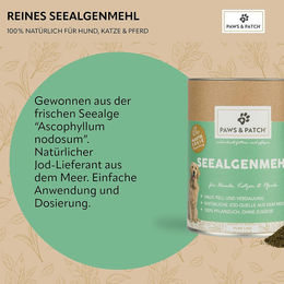 PAWS&PATCH Seealgenmehl Nahrungsergänzung für Hunde, Katzen und Pferde, vegan, 500 g - 500 g – Bild 1 von 2