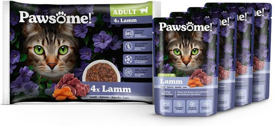 Produktbild von Pawsome Adult Nassfutter Lamm Stückchen in Sauce 4x85g - 4 x 85 g