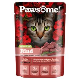 Produktbild von Pawsome Hundefutter Adult Rind Stückchen in Sauce mit hohem Fleischanteil 85 g