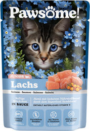 Pawsome! Junior Kitten Leckerli Lachs Stückchen in Sauce 85 g – Bild 1 von 4