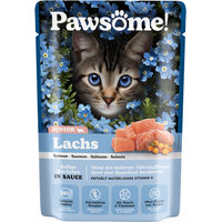 Produktbild von Pawsome! Junior Kitten Leckerli Lachs Stückchen in Sauce 85 g