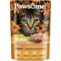 Produktbild von Pawsome Katzen-Nassfutter Adult Huhn Stückchen in Sauce, getreidefrei und ohne Zuckerzusatz, 28 x 85g Beutel