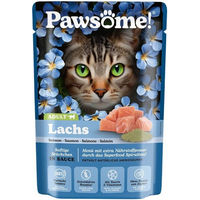 Produktbild von PAWSOME Katzen-Nassfutter Adult Lachs und Huhn Stückchen in Sauce, getreidefrei und ohne Zuckerzusatz, 28 x 85g Beutel
