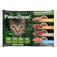 Produktbild von Pawsome Katzen Nassfutter Adult Mixpack mit Huhn, Ente, Rind und Lachs 4 x 85 g getreidefrei - 4 x 85 g