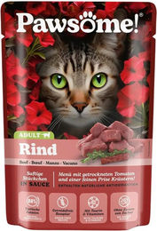 PAWSOME Katzen-Nassfutter Adult Rind Stückchen in Sauce, 28 Beutel, getreidefrei und ohne Zuckerzusatz – Bild 1 von 1