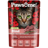 Produktbild von PAWSOME Katzen-Nassfutter Adult Rind Stückchen in Sauce, 28 Beutel, getreidefrei und ohne Zuckerzusatz