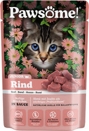 Pawsome! Kitten Nassfutter Rind Stückchen in Sauce ohne Zucker 85 g – Bild 1 von 4