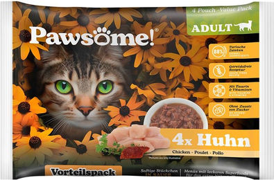 Pawsome Nassfutter Katze Adult Huhn Stückchen in Sauce getreidefrei 4x85g - 4 x 85 g – Bild 1 von 6