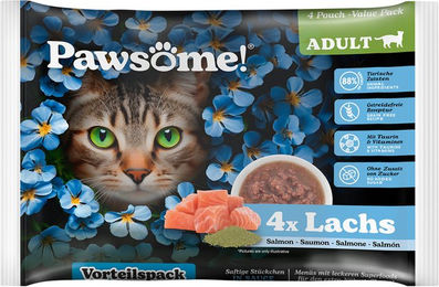 Pawsome Nassfutter Katze Adult Lachs Stückchen in Sauce Getreidefrei 4 x 85 g - 4 x 85 g – Bild 1 von 4