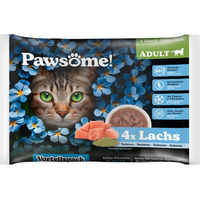Produktbild von Pawsome Nassfutter Katze Adult Lachs Stückchen in Sauce Getreidefrei 4 x 85 g - 4 x 85 g
