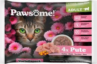 Pawsome Nassfutter Katze Adult Pute Stückchen in Sauce 4x85 g - 4 x 85 g – Bild 1 von 4