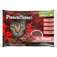 Produktbild von Pawsome! Nassfutter Katze Adult Rind Stückchen in Sauce Getreidefrei 4x85g - 4 x 85 g