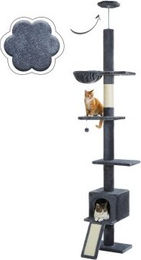 Pawz Katzenbaumturm verstellbarer Kratzbaum mit Deckenspanner in Grau – Bild 1 von 3