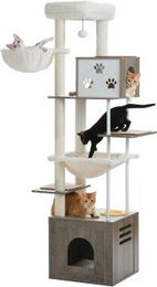 Pawz Road 190 Kratzbaum mit Futterplatz in Grau mit Sisal für Katzen – Bild 1 von 3