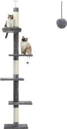 Pawz Road Deckenhoch Kratzbaum Basic mit Deckenspanner in Grau aus Plüsch – Bild 1 von 2