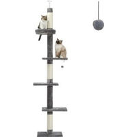 Produktbild von Pawz Road Deckenhoch Kratzbaum Basic mit Deckenspanner in Grau aus Plüsch