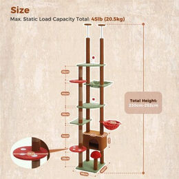 Pawz Road Deckenhoher Katzenbaumturm mit Deckenspanner und Sisal Kratzflächen – Bild 1 von 2