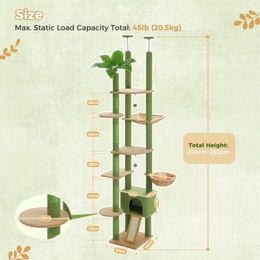 Pawz Road Deckenhoher Katzenbaumturm mit Deckenspanner und Sisal Kratzflächen in Braun – Bild 1 von 2