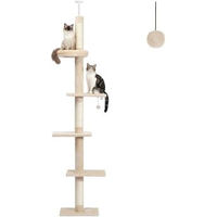 Produktbild von Pawz Road Deckenhoher Kratzbaum Basic beige mit Deckenspanner und Plüsch