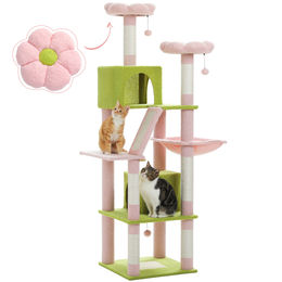 PAWZ Road Großer Katzenbaum Multi-Level aus Plüsch und Sisal in Rosa 180 cm – Bild 1 von 1