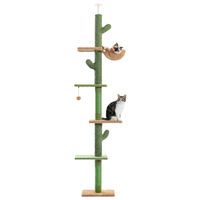 Produktbild von PAWZ Road Kaktus Kratzbaum für Katzen mit 4 Ebenen aus Sisal höhenverstellbar 229-275cm in Grün
