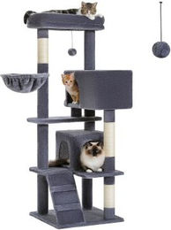 Pawz Road Katzenbaum mit 2 Condos aus Plüsch in Grau – Bild 1 von 2