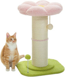 PAWZ Road Katzenkratzsäule Blume mit abnehmbarem Katzenbett und 14cm dicker Sisalsäule in Rosa – Bild 1 von 1