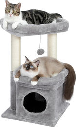 PAWZ Road kleiner Kratzbaum für Katzen in Grau mit Sisal-Kratzstamm und Höhle 42 cm – Bild 1 von 1