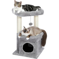 Produktbild von PAWZ Road kleiner Kratzbaum für Katzen in Grau mit Sisal-Kratzstamm und Höhle 42 cm