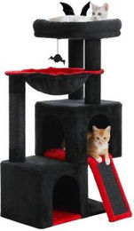 Pawz Road Kratzbaum aus Holz mit Höhle Schwarz 104 cm – Bild 1 von 3