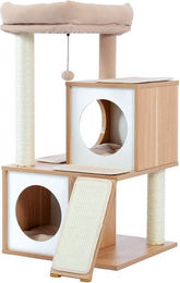 PAWZ Road Kratzbaum aus Holz mit Katzenhöhle und Sisal in Grau – Bild 1 von 2