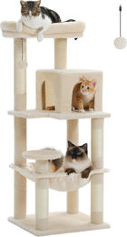 PAWZ Road Kratzbaum für erwachsene Katzen mit Katzenhaus, Metall-Plüsch-Hängematte und 6 Katzenregalen, 116 cm, Beige – Bild 1 von 1