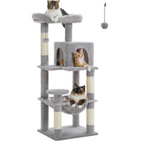 Produktbild von PAWZ Road Kratzbaum für erwachsene Katzen mit Plüschhängematte und Katzenhaus in Grau, 116 cm
