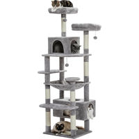 Produktbild von PAWZ Road Kratzbaum für große Katzen 184 cm Grau mit Sisalpfählen, Hängematte, Höhle und Körben