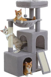 PAWZ Road Kratzbaum für Katzen 104cm Grau mit 2 Höhlen und Spielball – Bild 1 von 1