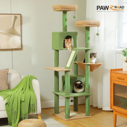 PAWZ Road Kratzbaum für Katzen in Grün mit Plüsch und Sisal 180 cm – Bild 1 von 1