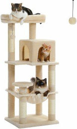 Pawz Road Kratzbaum für Katzen mit Hängematte und Sisal in Beige 116 cm – Bild 1 von 1