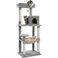 Produktbild von PAWZ Road Kratzbaum für Katzen mit Katzenhaus und Hängematte 143cm Grau mit Sisal