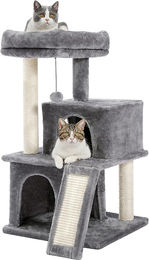 PAWZ Road Kratzbaum für Katzen mit Katzenhöhle, Sisal-Seil und Spielzeug, Grau, 90 cm Höhe – Bild 1 von 1